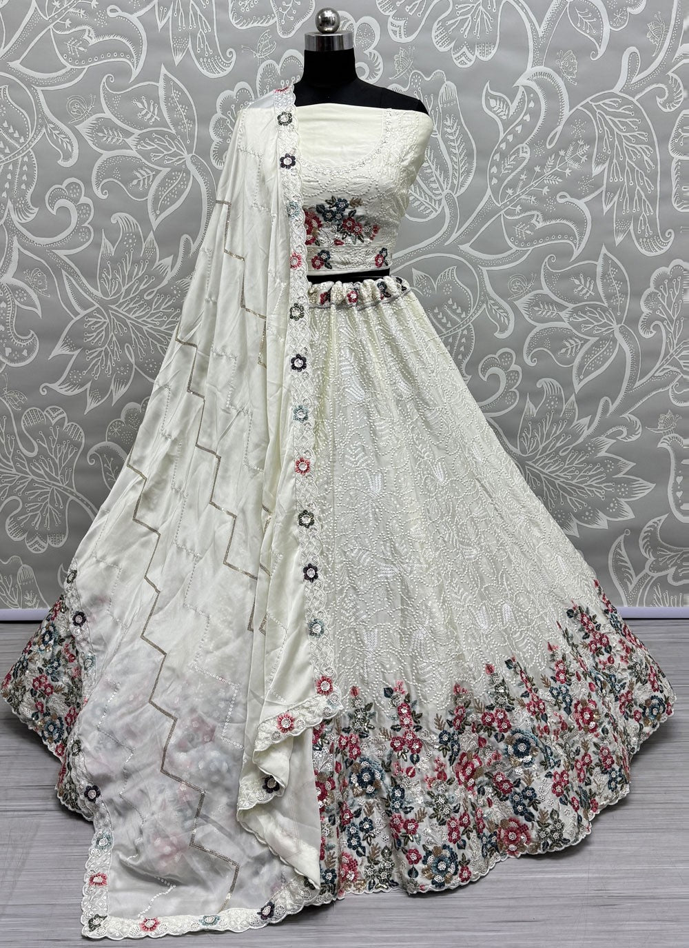 Embroidered Chinon Lehenga - L3060