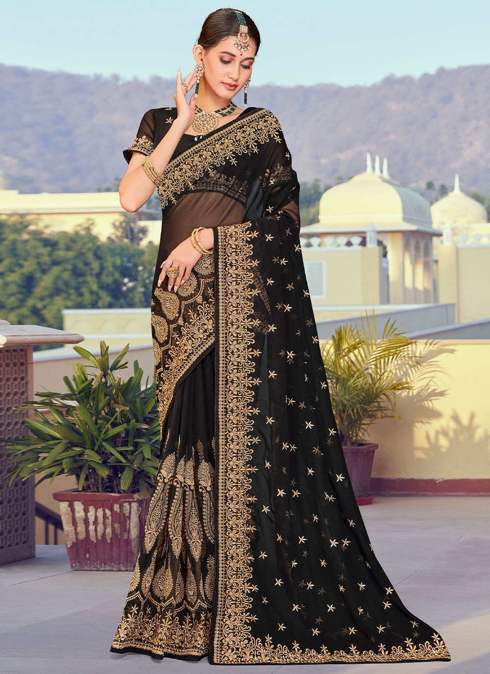 Saree Embroidered Georgette Saree - S2744