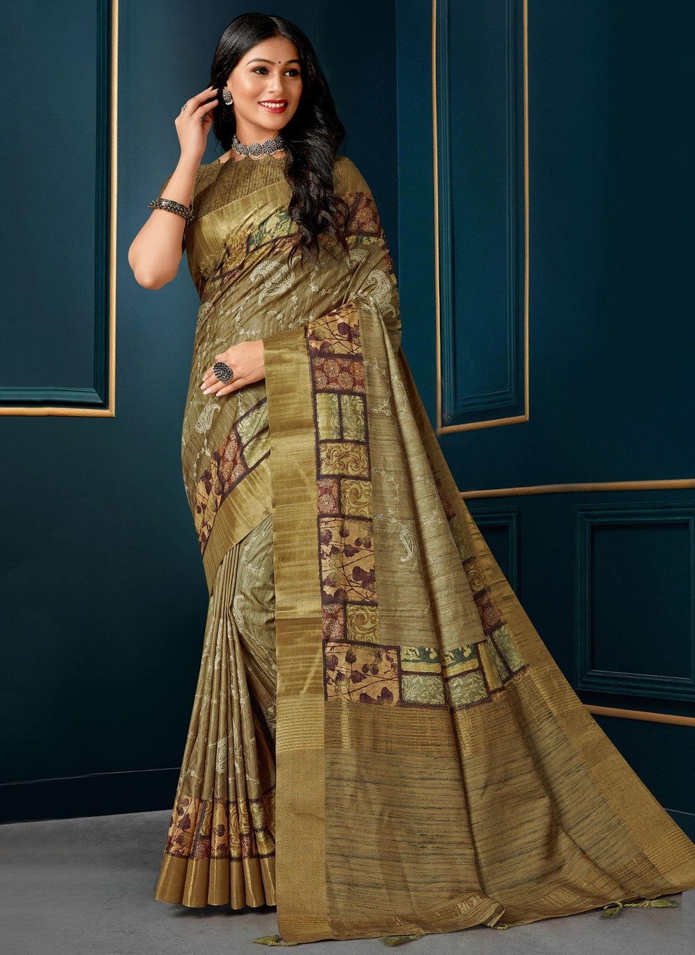 Classic Digital Print Silk Saree - S4691