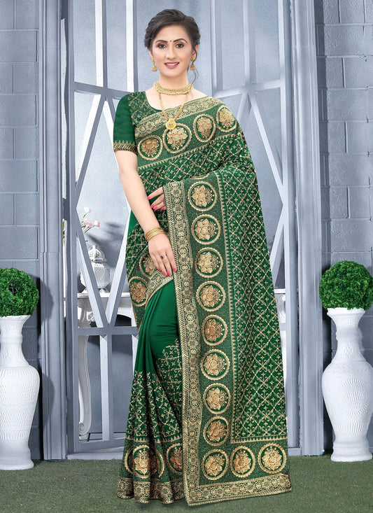 Classic Embroidered Vichitra Silk Saree - S6297