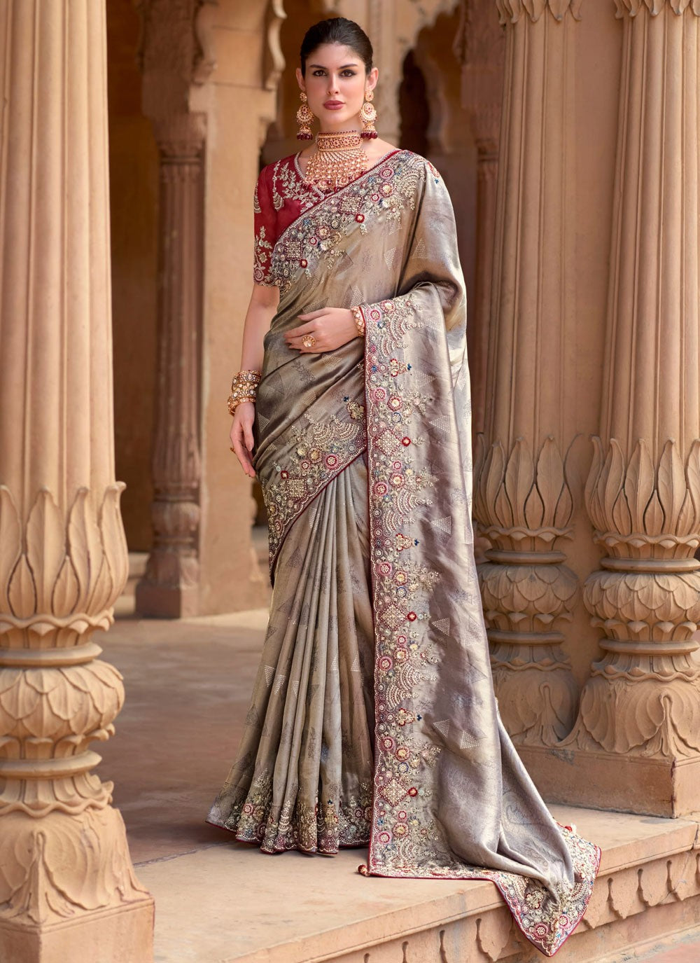 Classic Border Work Organza, Silk Saree - S8699