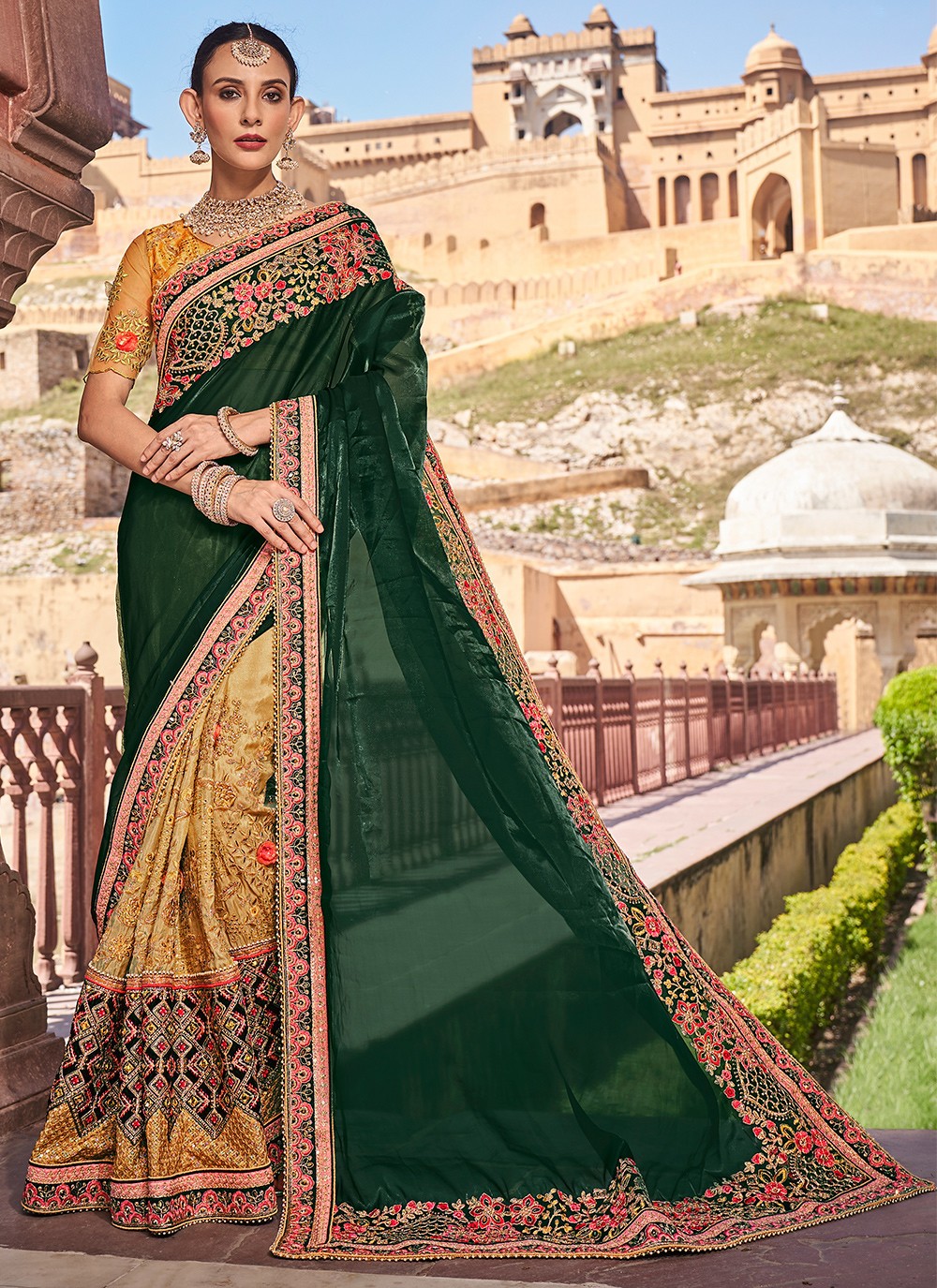 Classic Embroidered Fancy Fabric Saree - S4077