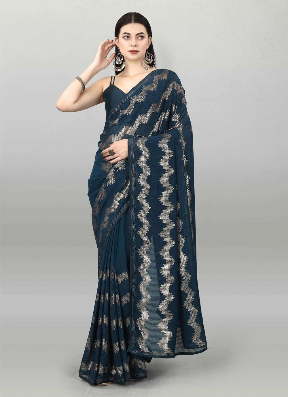 Classic Embroidered Georgette Saree - S4423