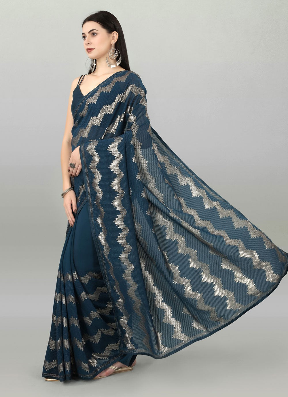 Classic Embroidered Georgette Saree - S4423