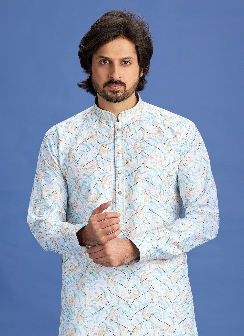 Digital Print Cotton Multi Colour Kurta Pyjama - M6935