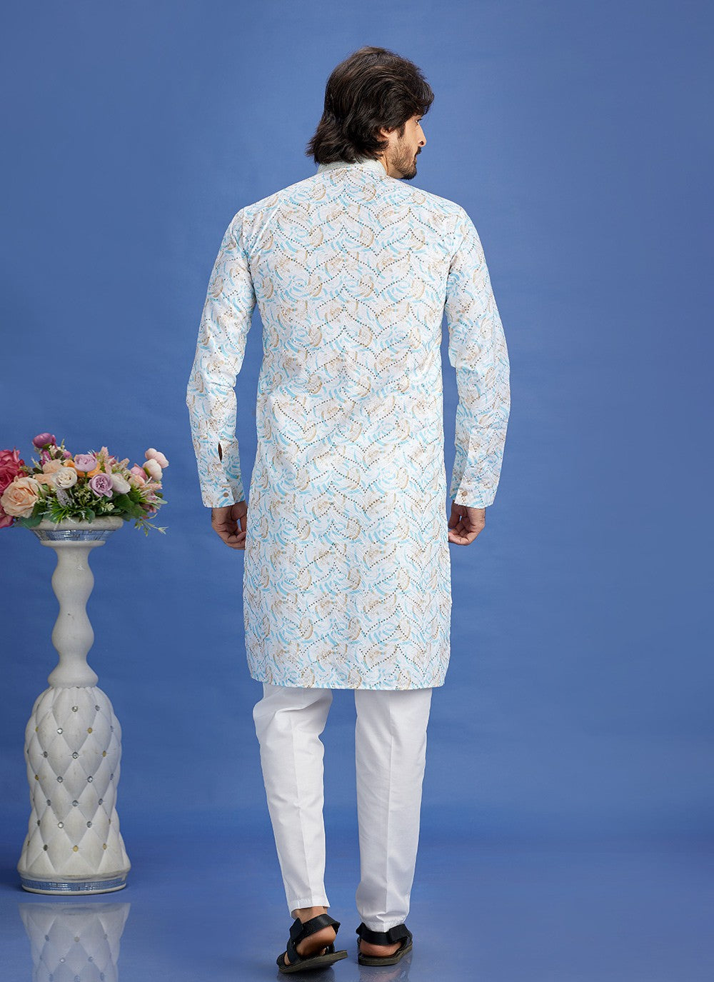 Digital Print Cotton Multi Colour Kurta Pyjama - M6935