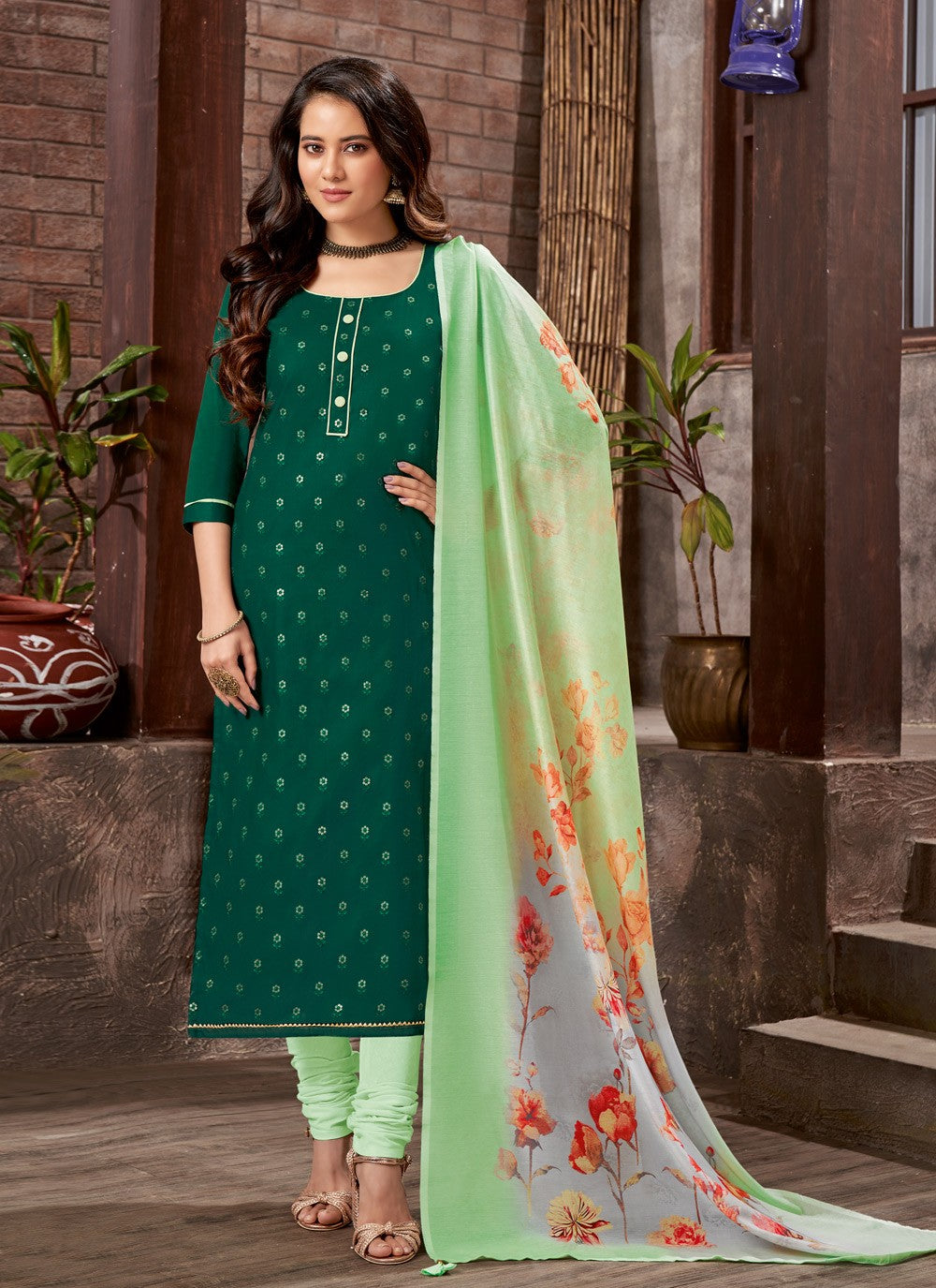 Cotton Satin Pant Style Suit - T861