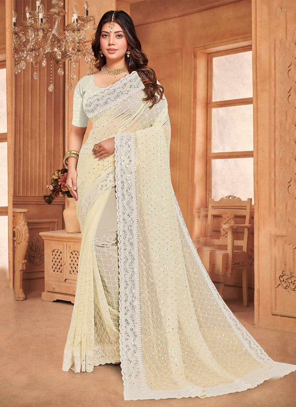 Classic Embroidered Georgette Saree - S6111