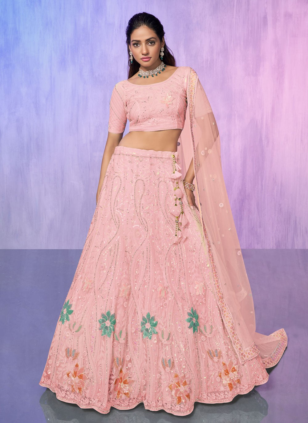 Embroidered Georgette A - Line Lehenga - L1332