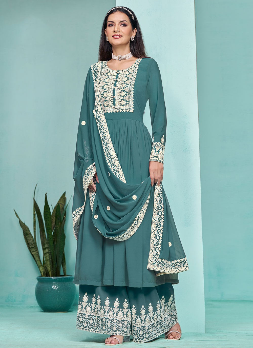 Faux Georgette Salwar Suit - T3335