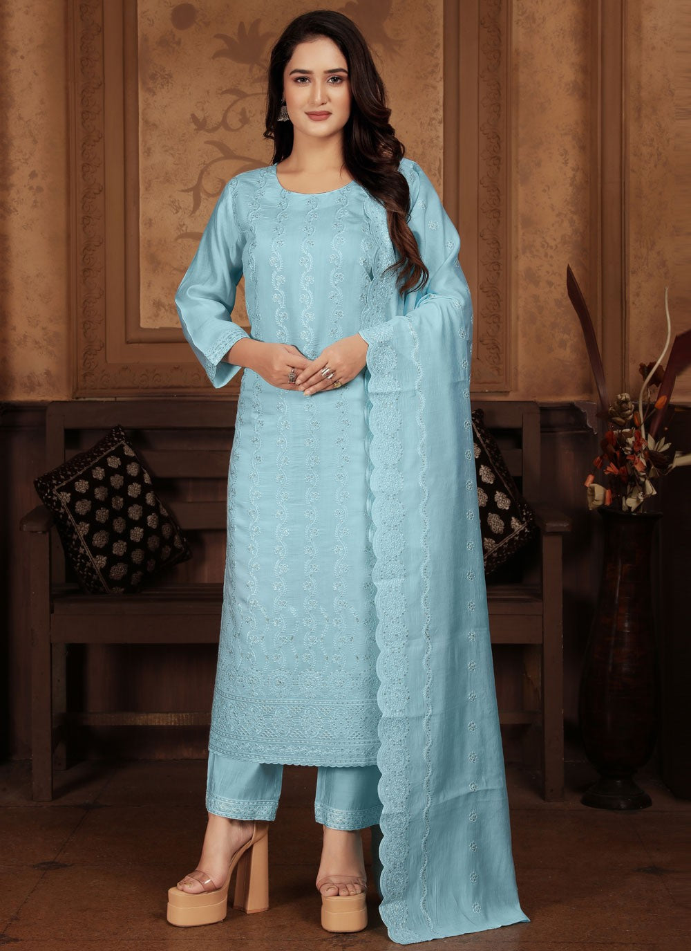 Chanderi Salwar Suit - T3775