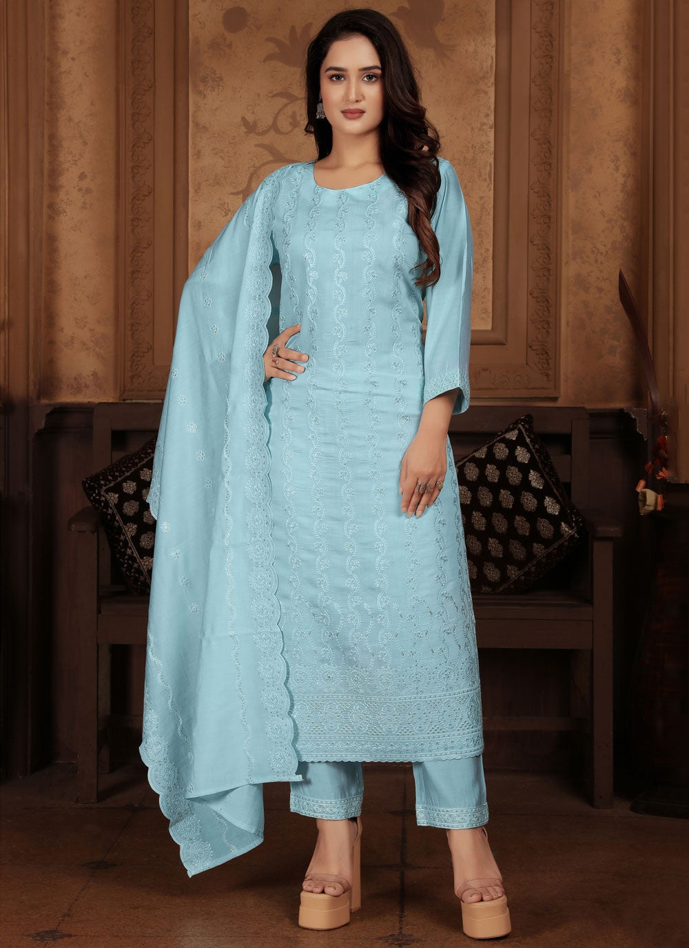 Chanderi Salwar Suit - T3775