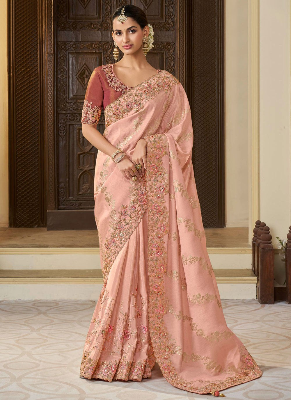 Classic Embroidered Tissue, Viscose Saree - S10635