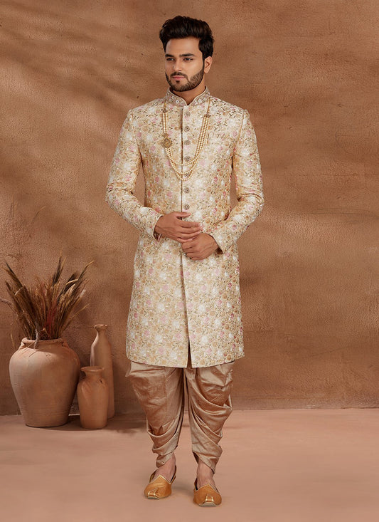 Embroidered Fancy Fabric Pink Indo Western Sherwani - M2793