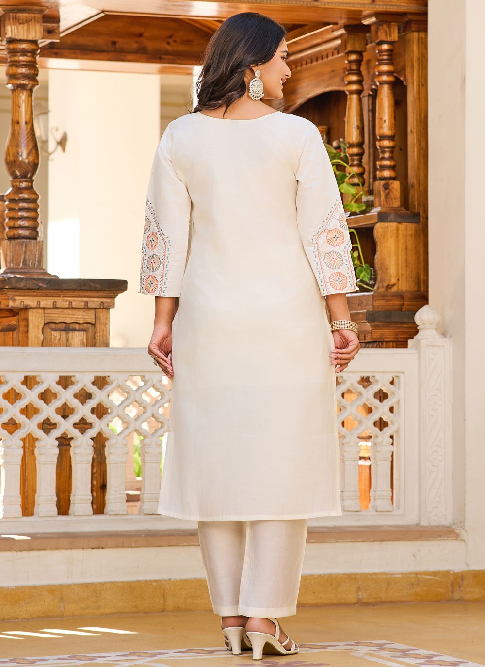 Embroidered Fancy Fabric Pant Style Suit - T4560