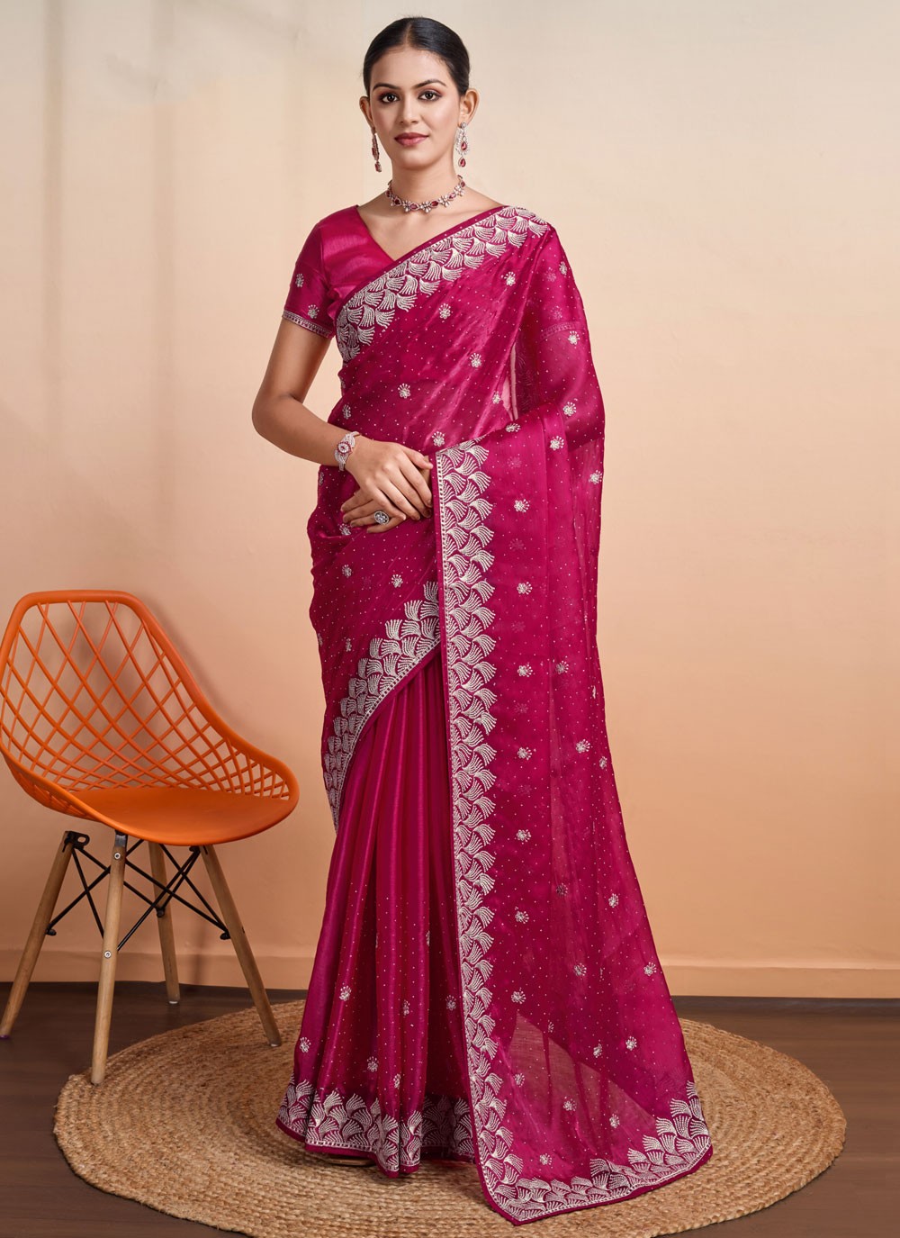 Classic Embroidered Fancy Fabric Saree - S7273