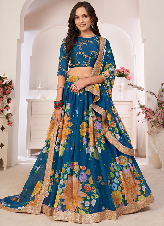 A - Line Lehenga Digital Print Faux Georgette - L1227A