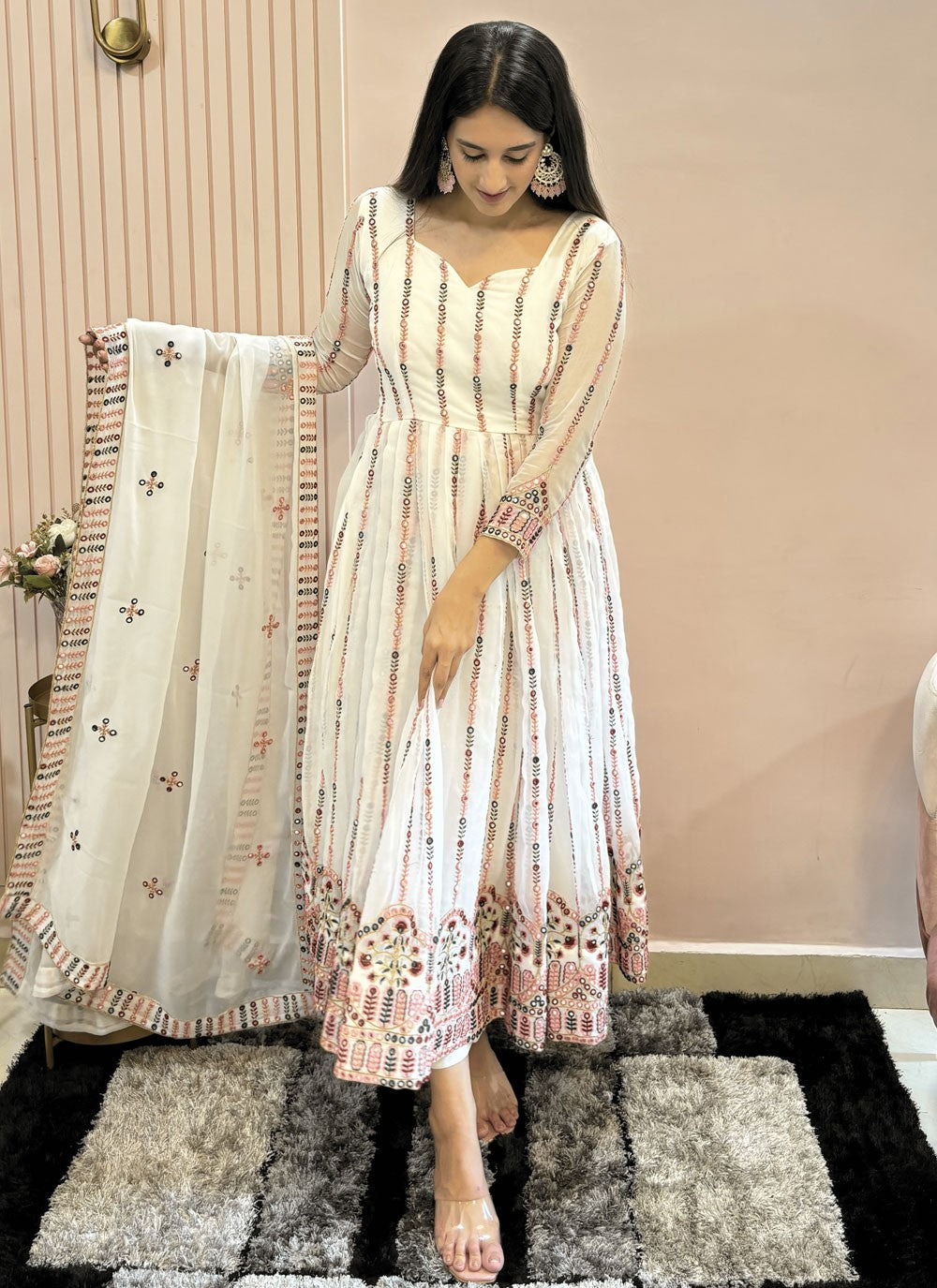 Faux Georgette Anarkali - T3931