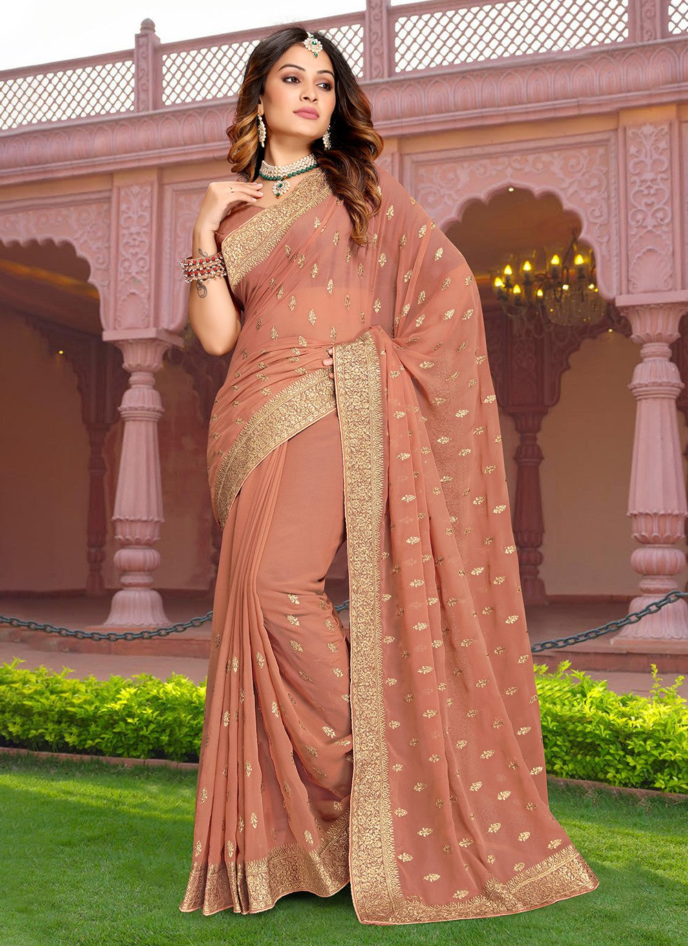 Classic Embroidered Georgette Saree - S3313