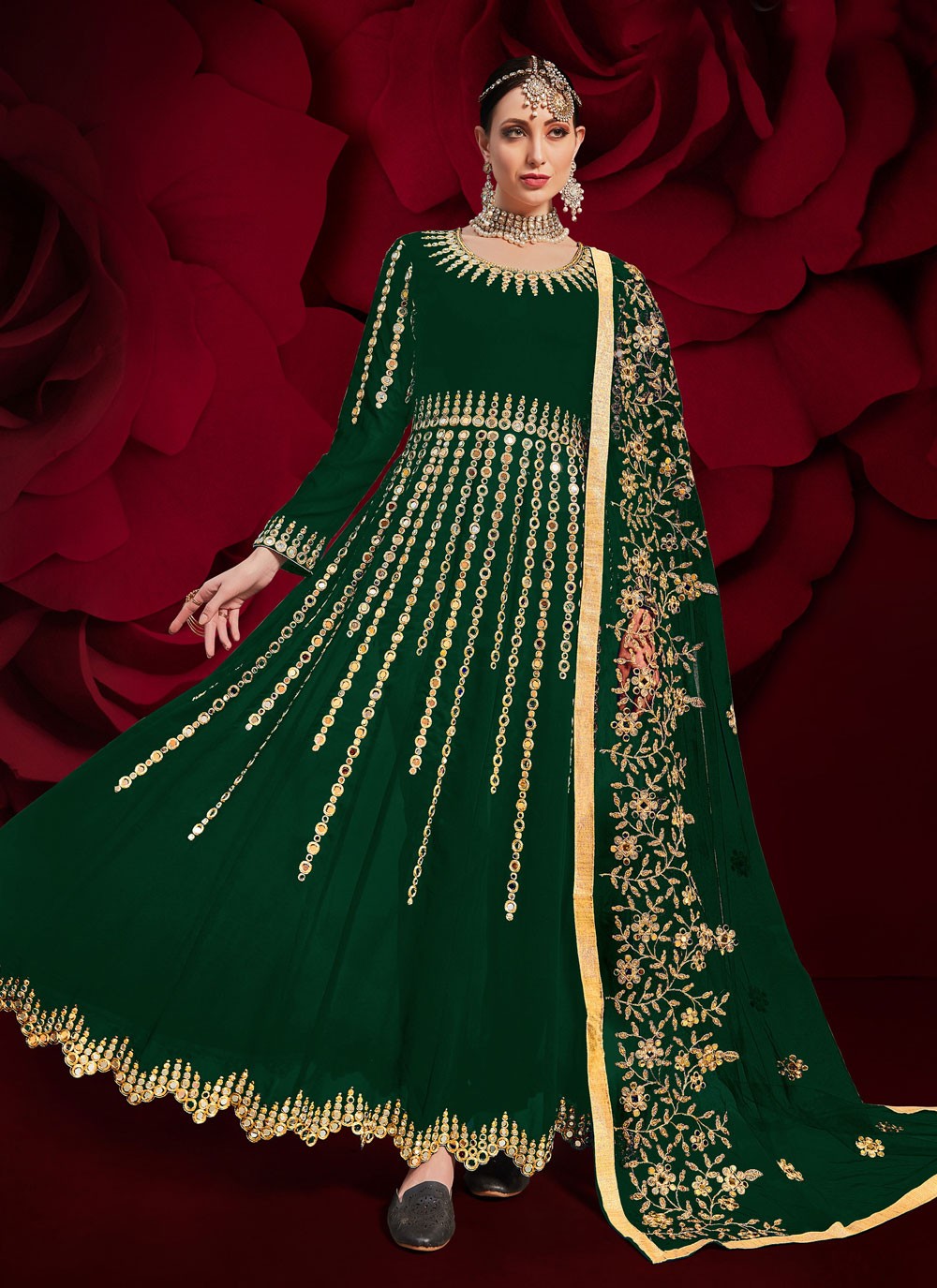 Faux Georgette Floor Length Anarkali - T197