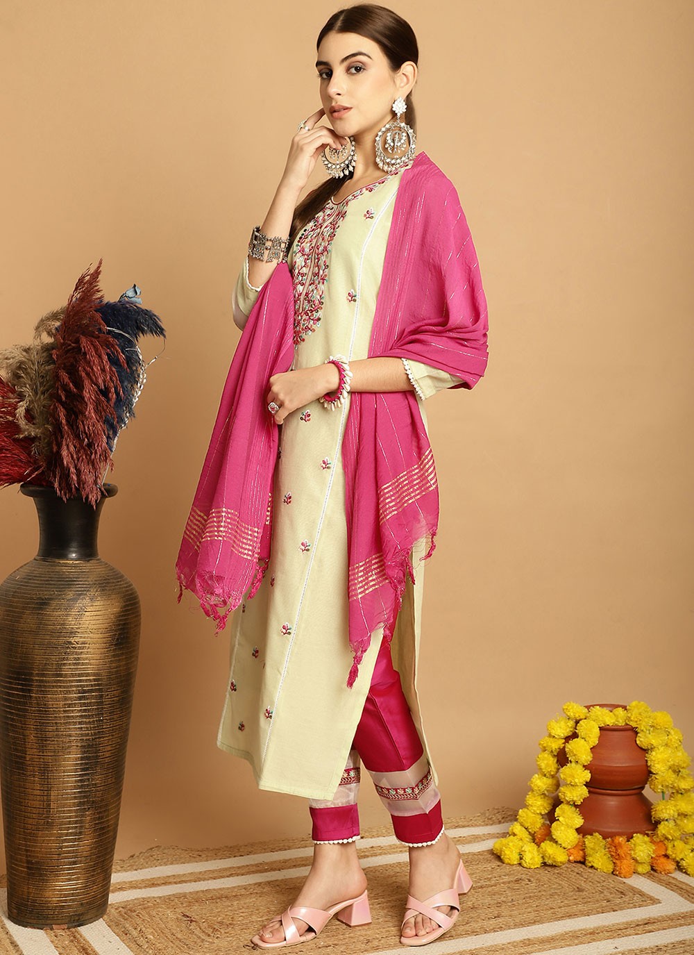 Chanderi Salwar Suit - T1907