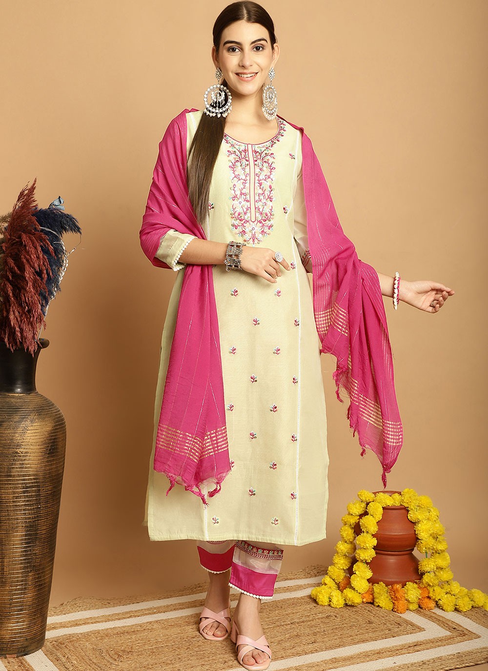 Chanderi Salwar Suit - T1907