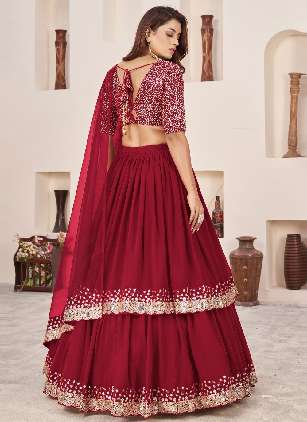 Embroidered Georgette A - Line Lehenga - L1655