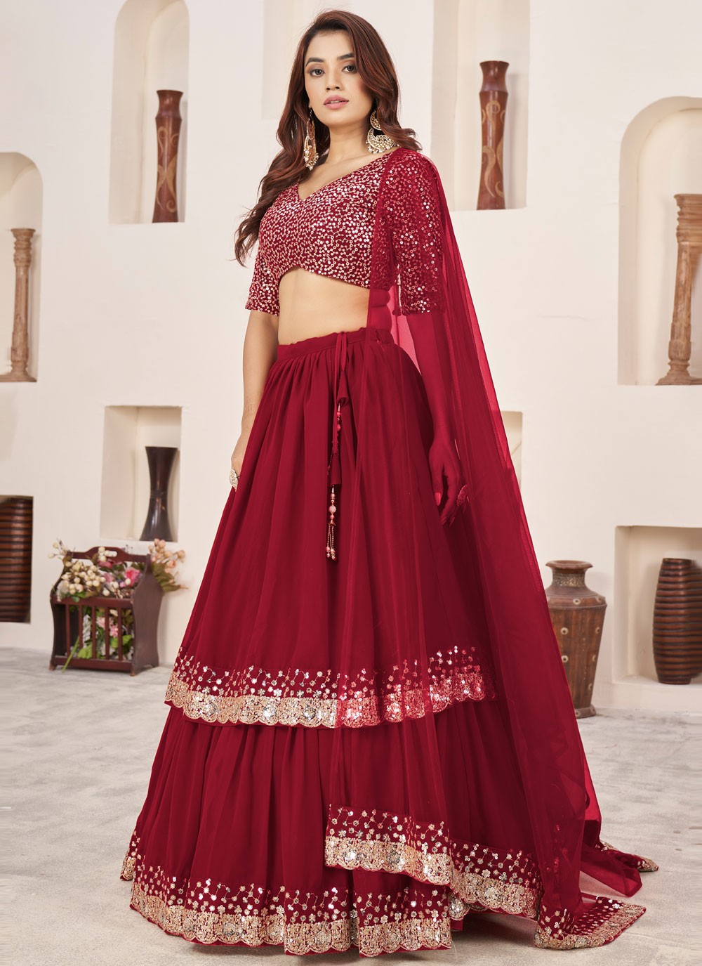 Embroidered Georgette A - Line Lehenga - L1655