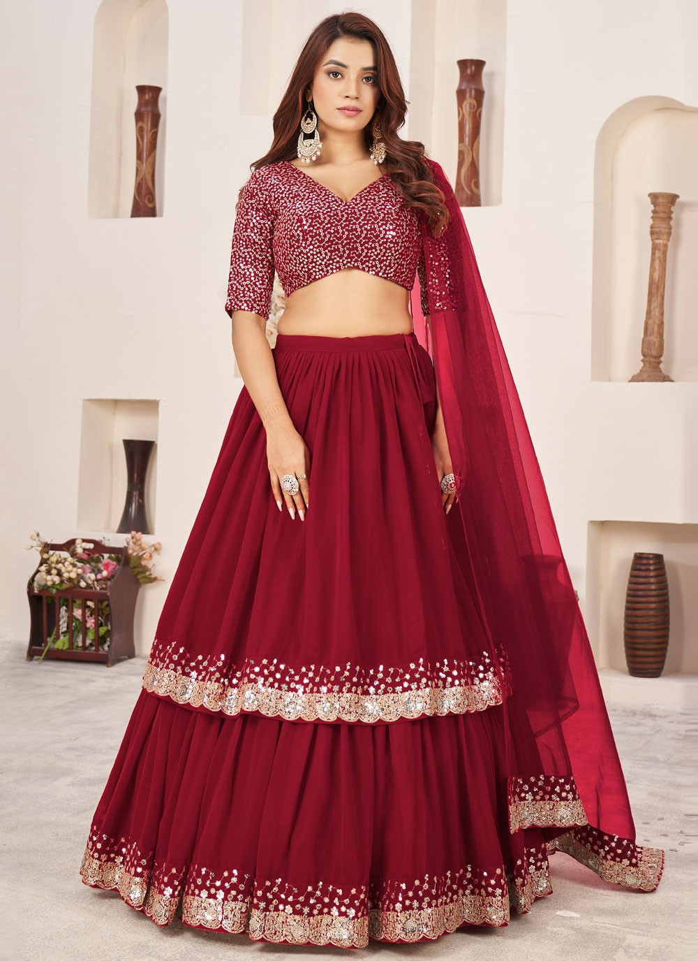 Embroidered Georgette A - Line Lehenga - L1655