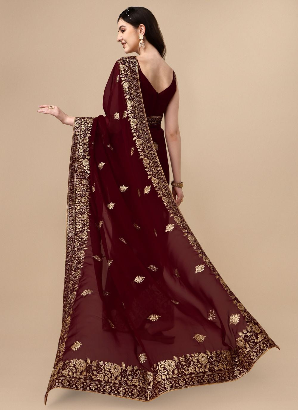 Classic Embroidered Georgette Saree - S4842