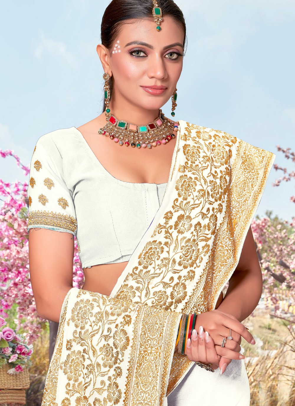 Classic Embroidered Georgette Saree - S3834