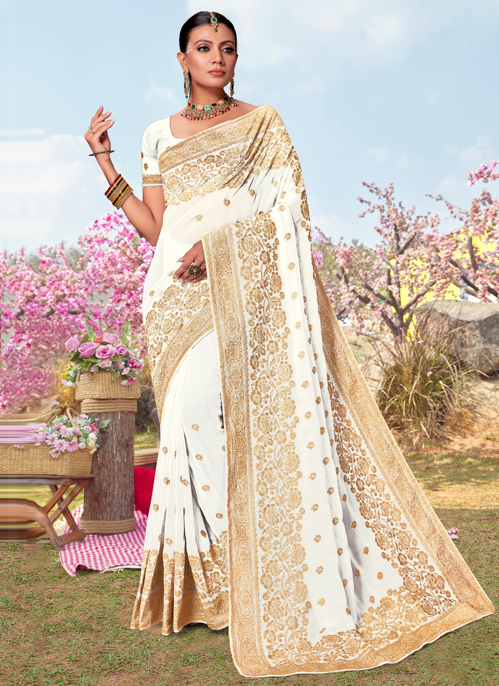 Classic Embroidered Georgette Saree - S3834