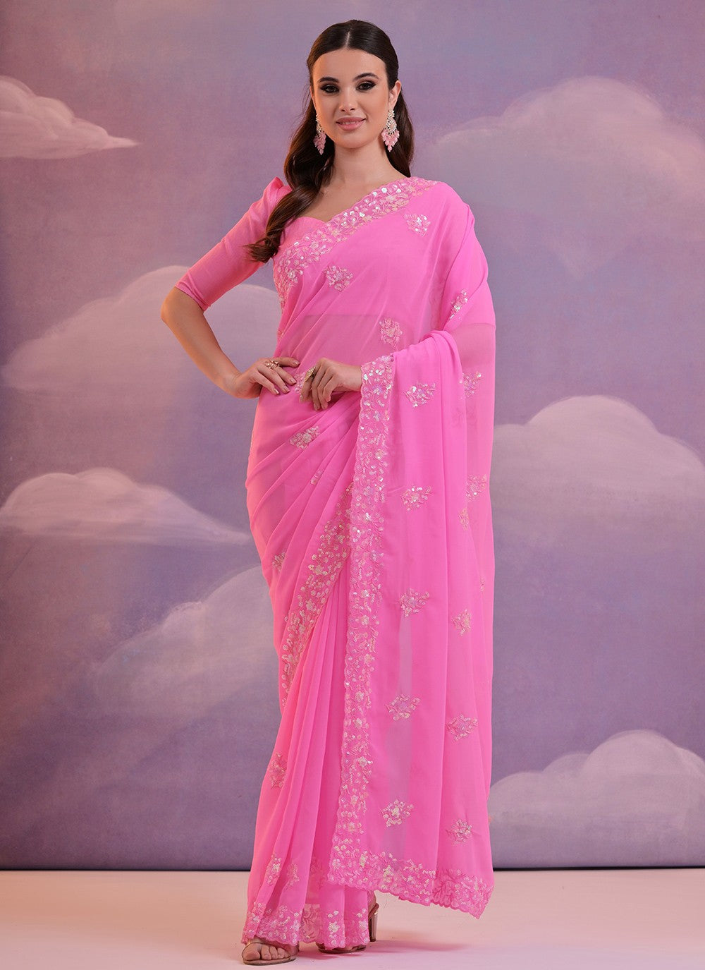 Casual Embroidered Georgette Saree - S6510