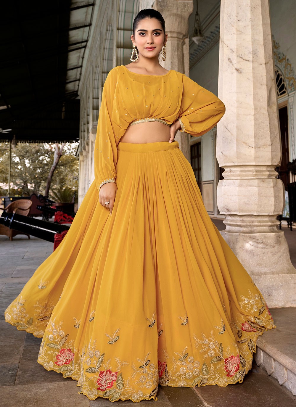 Embroidered Georgette Readymade Lehenga Choli - L1678