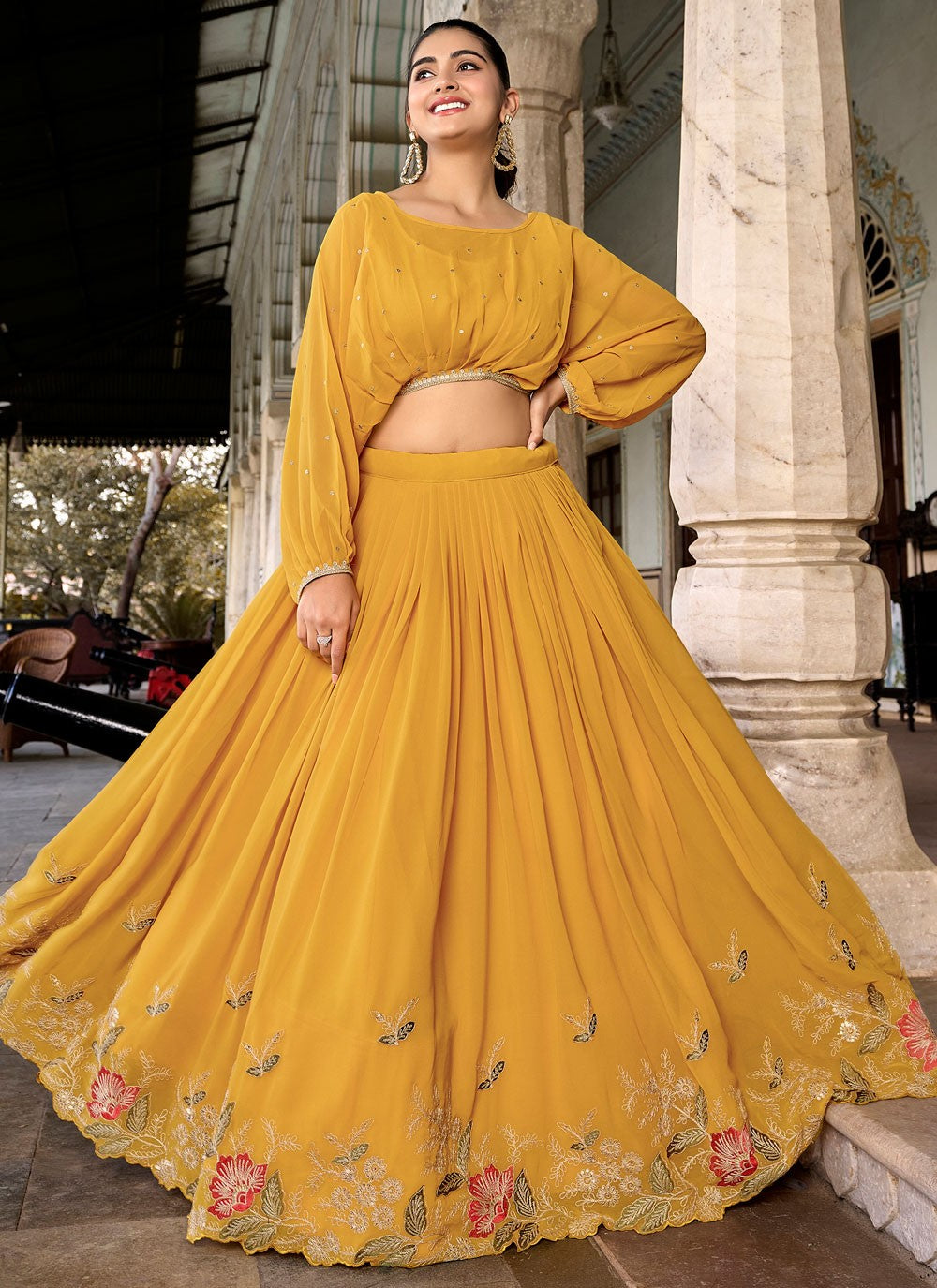 Embroidered Georgette Readymade Lehenga Choli - L1678