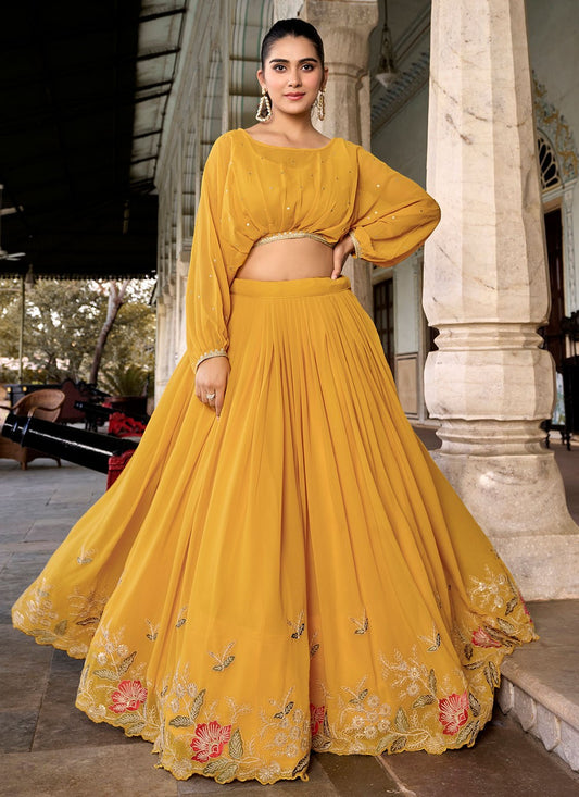 Embroidered Georgette Readymade Lehenga Choli - L1678