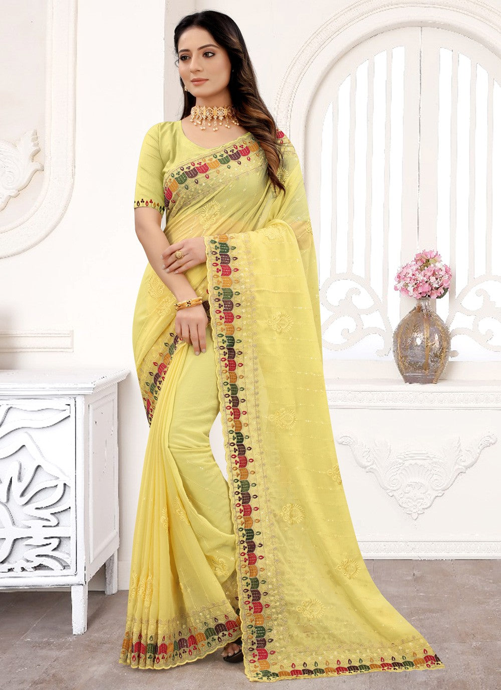 Classic Embroidered Georgette Saree - S3814