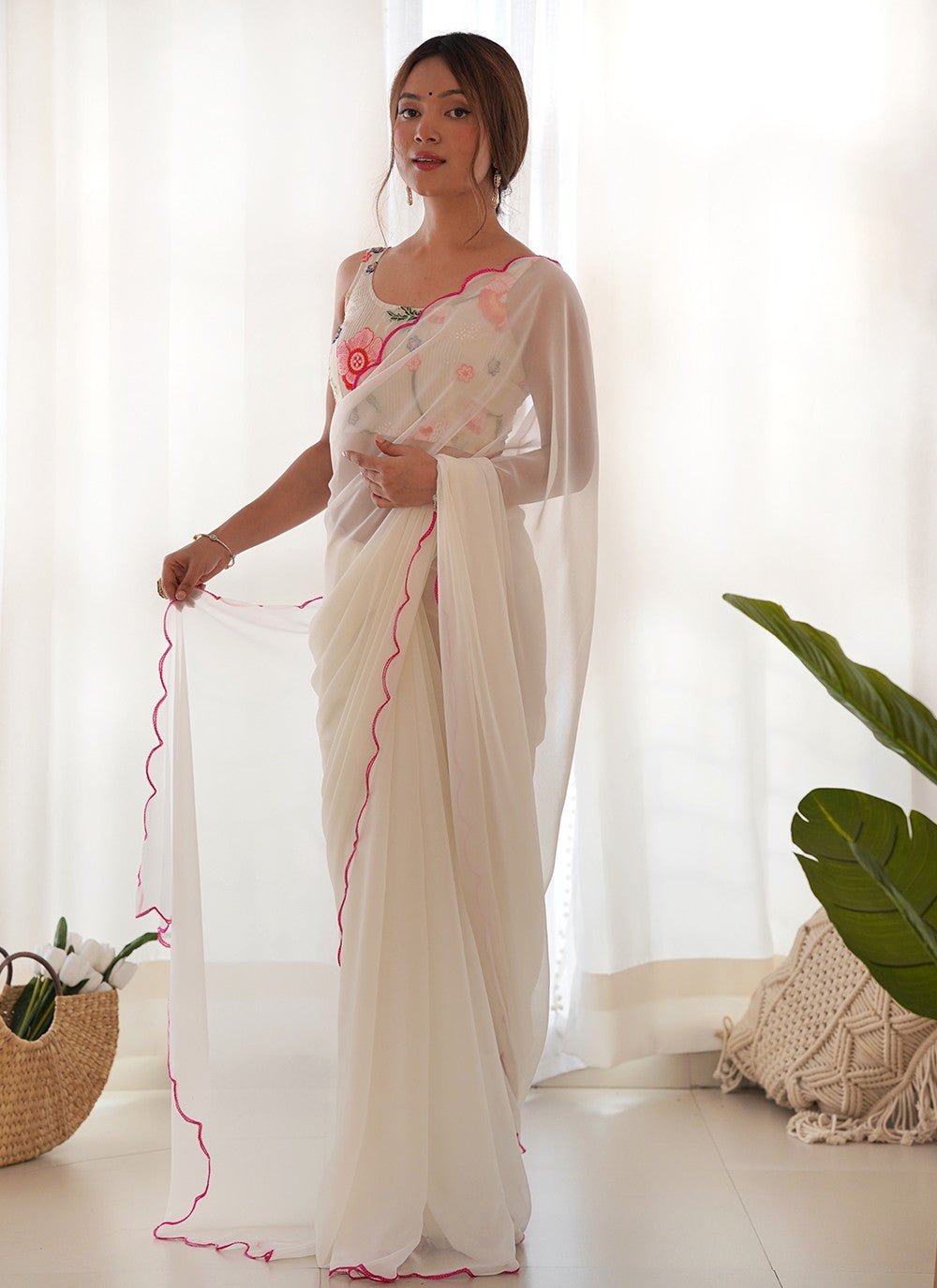 Classic Embroidered Georgette Saree - S8854