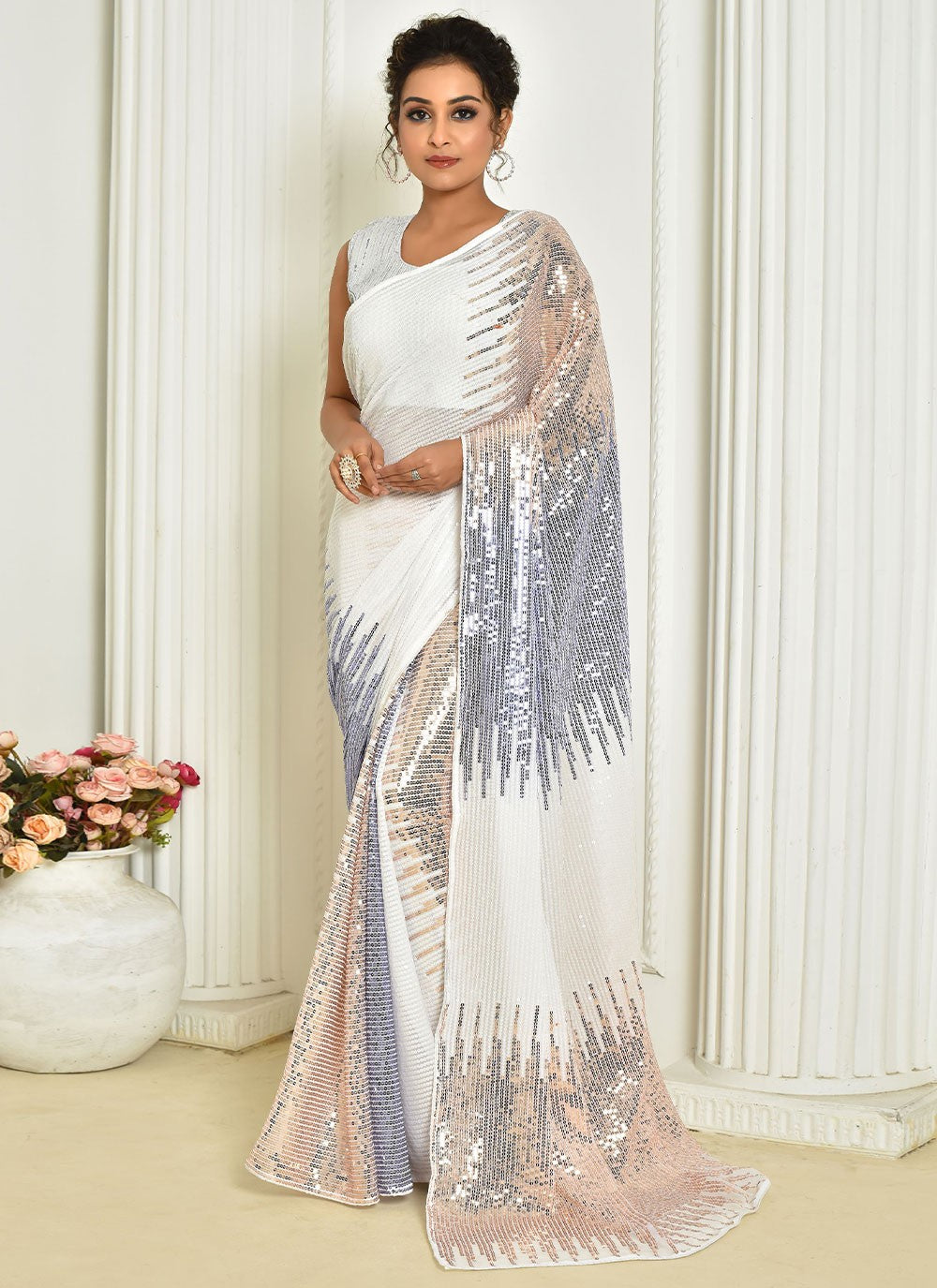 Contemporary Embroidered Georgette Saree - S2394