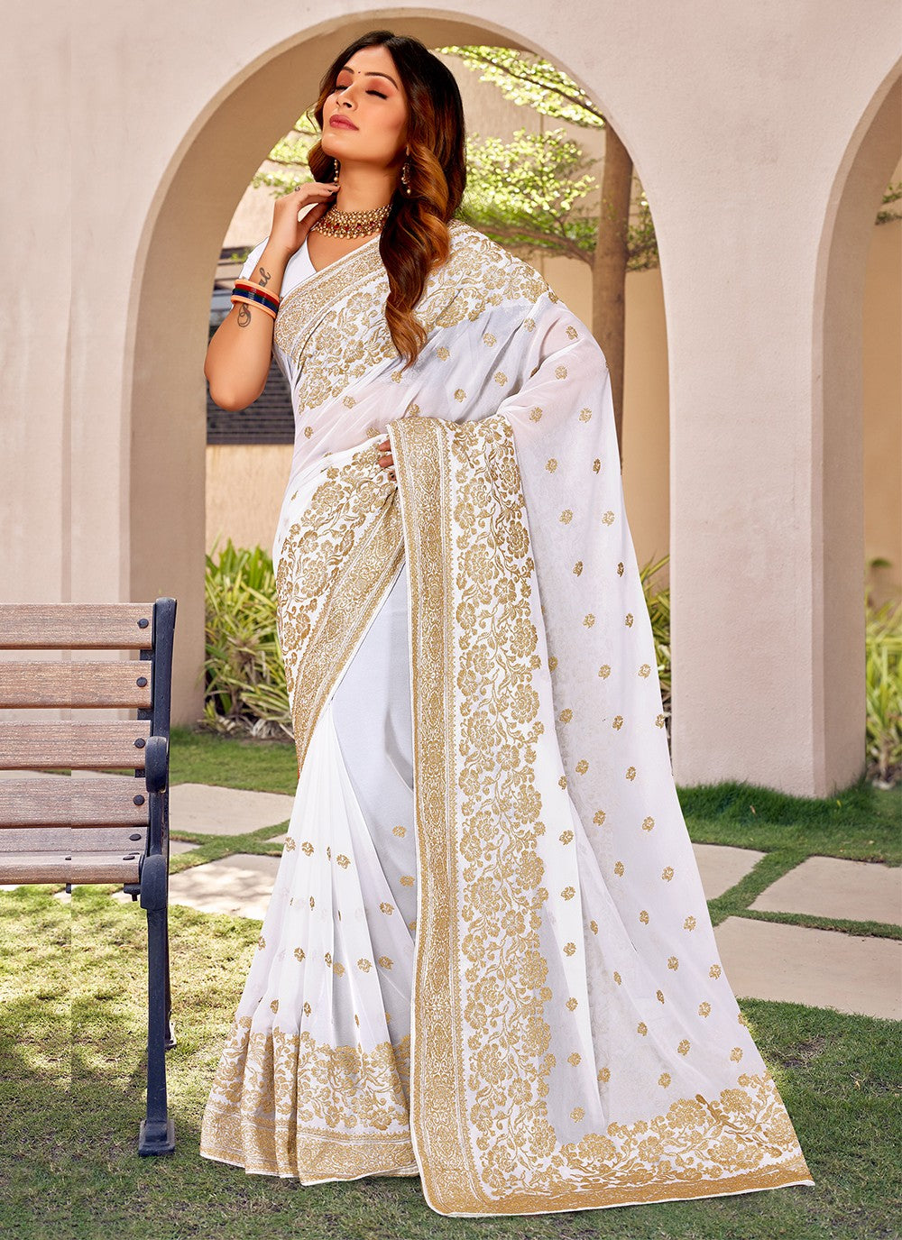 Designer Embroidered Georgette Saree - S3331