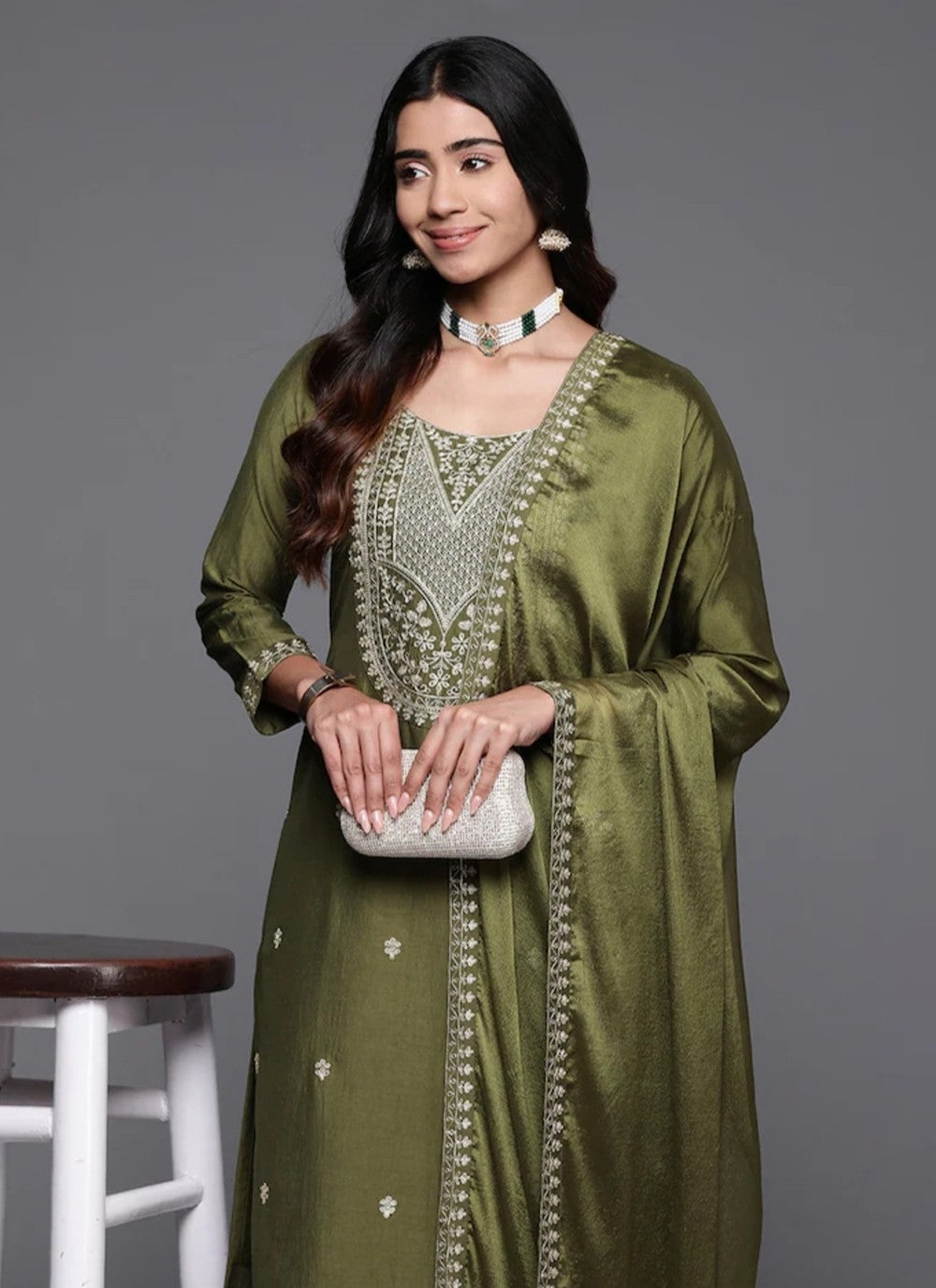 Chanderi , Viscose Pant Style Suit - T3500