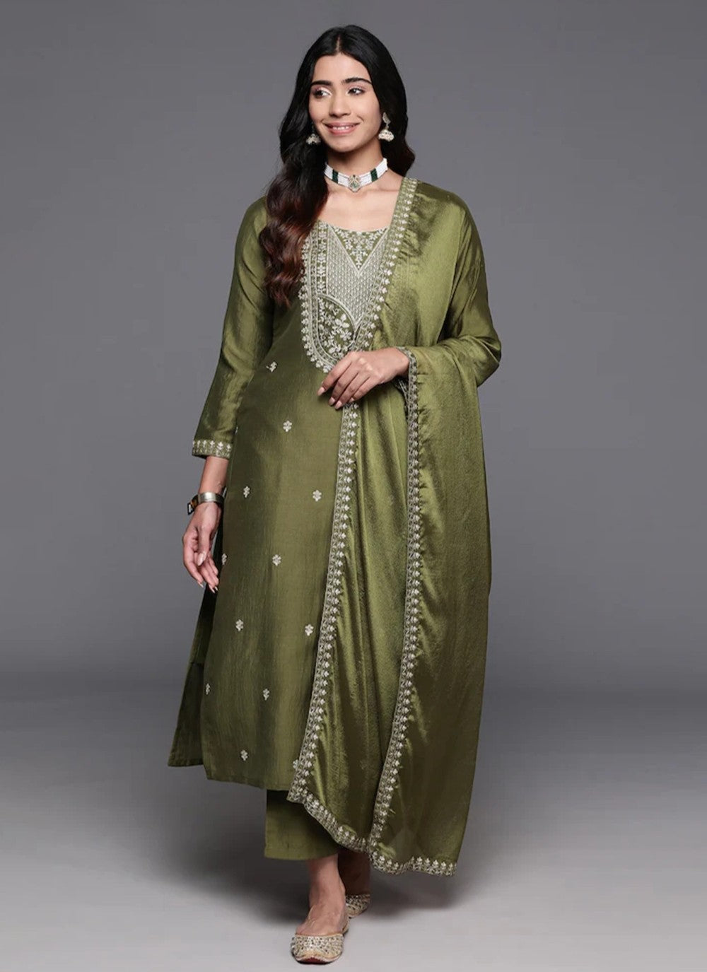 Chanderi , Viscose Pant Style Suit - T3500