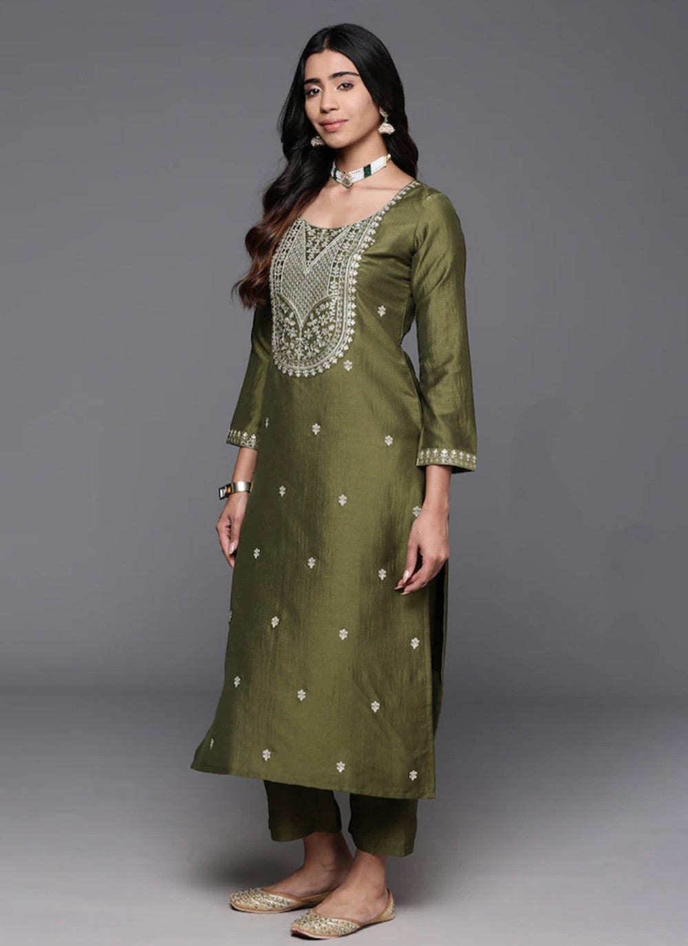 Chanderi , Viscose Pant Style Suit - T3500