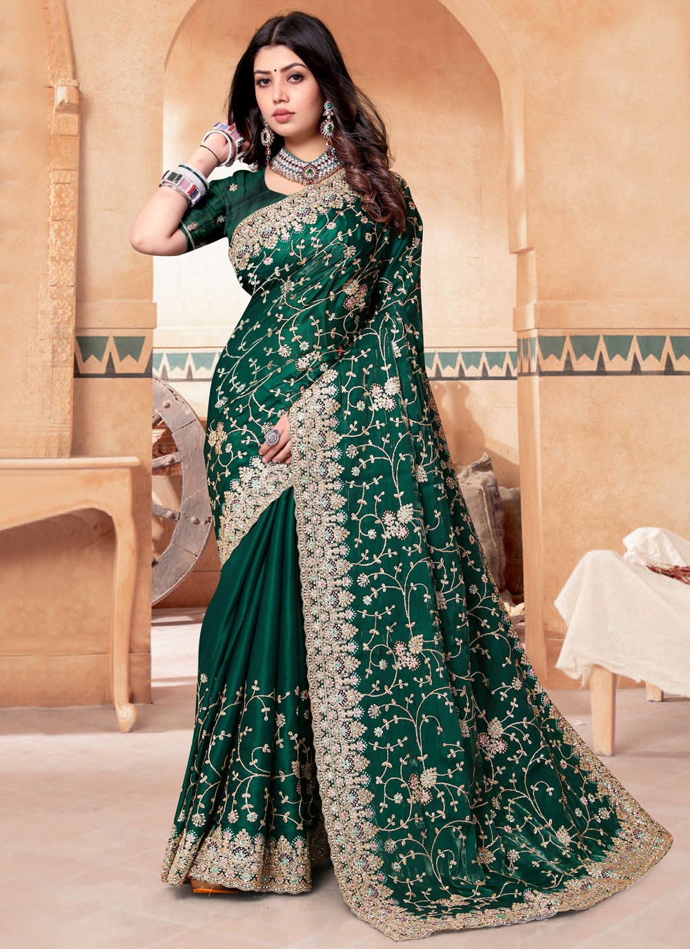 Trendy Cord Crepe Silk Saree - S5390