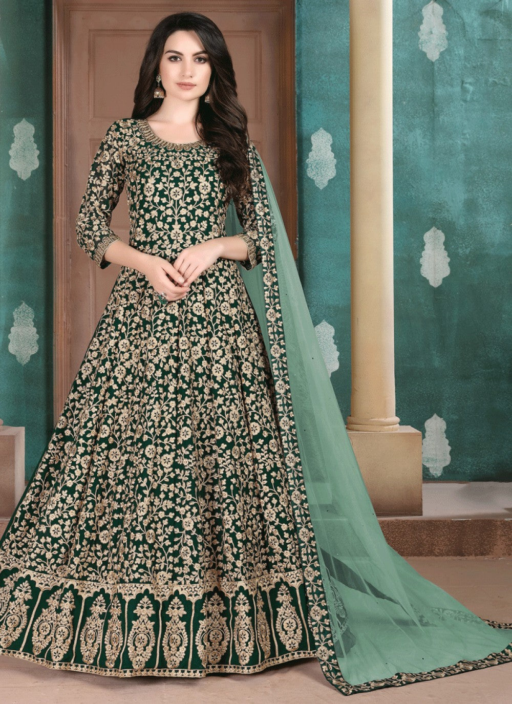 Faux Georgette Anarkali - T060