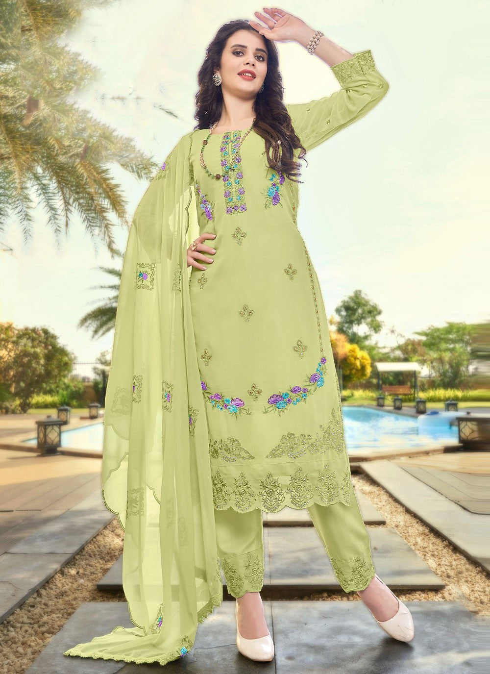 Faux Georgette Salwar Suit - T2026