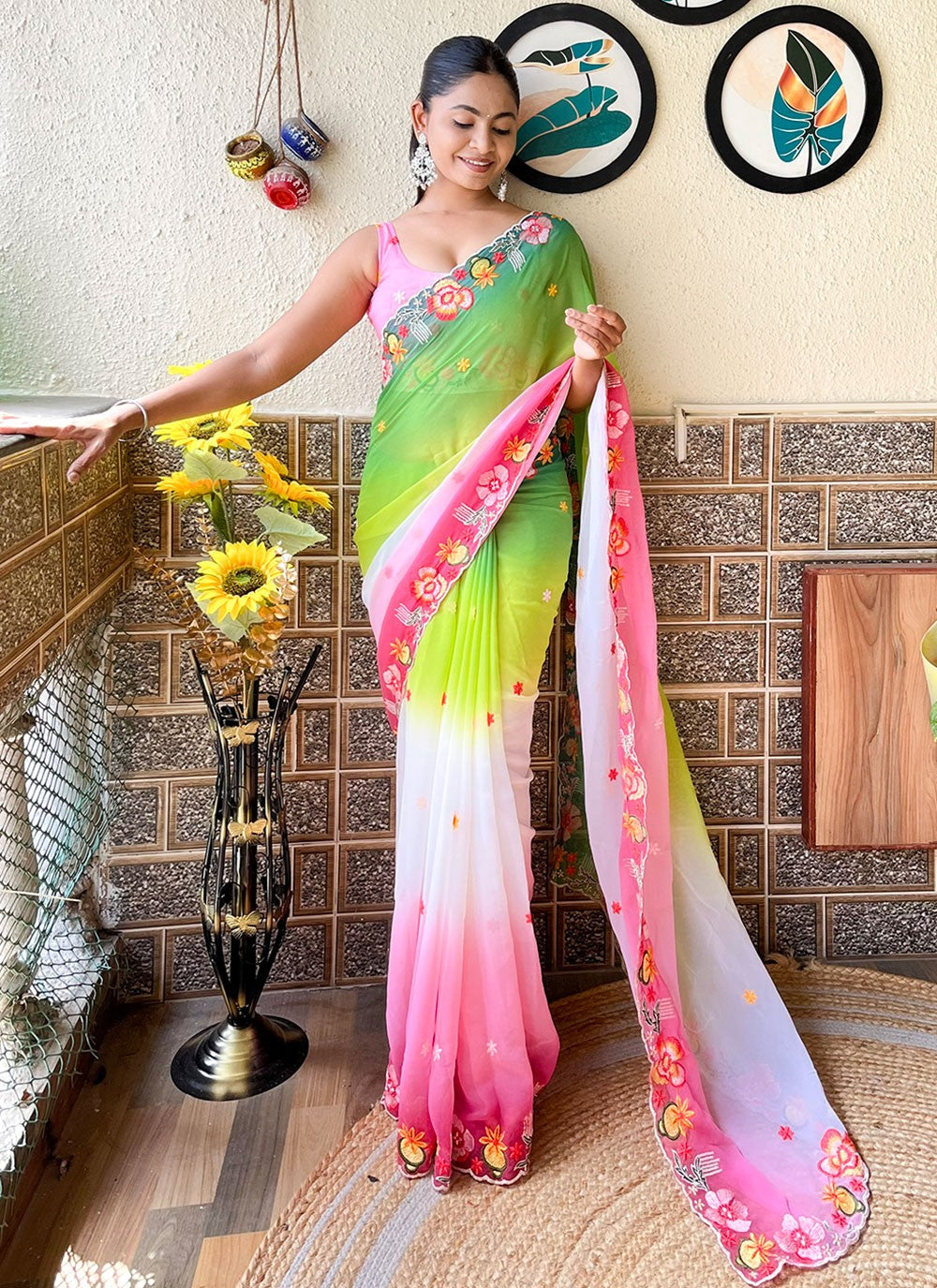 Contemporary Embroidered Georgette Saree - S8512