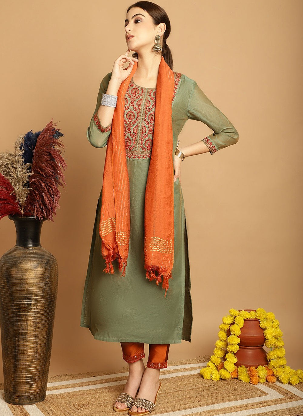 Chanderi Salwar Suit - T1907