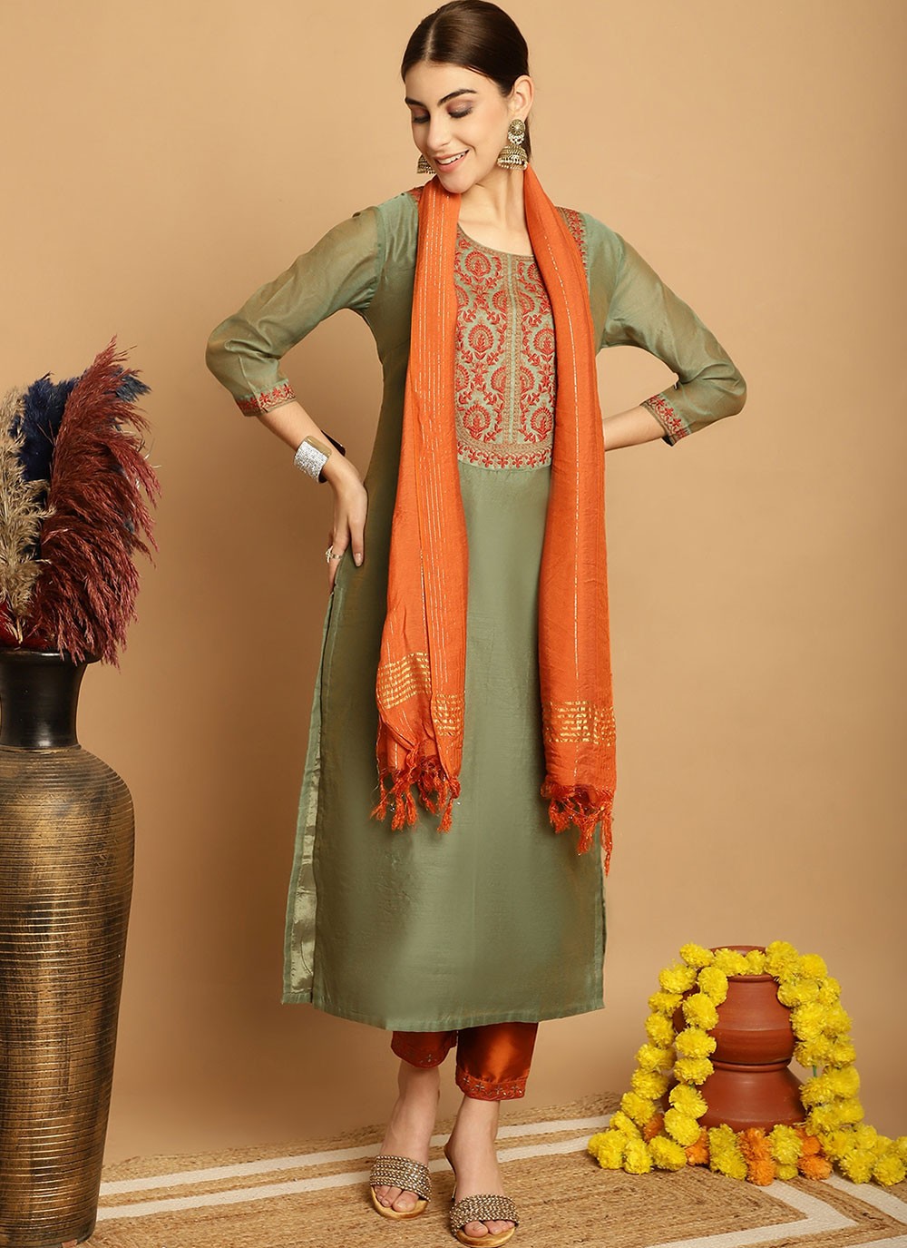 Chanderi Salwar Suit - T1907