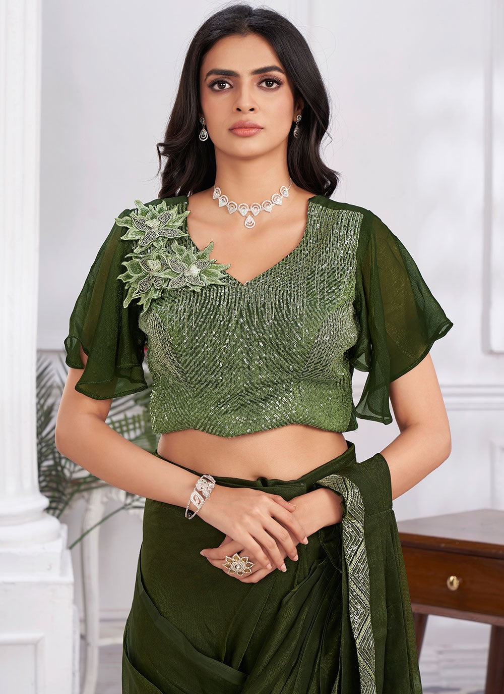 Classic Embroidered Georgette Saree - S6628